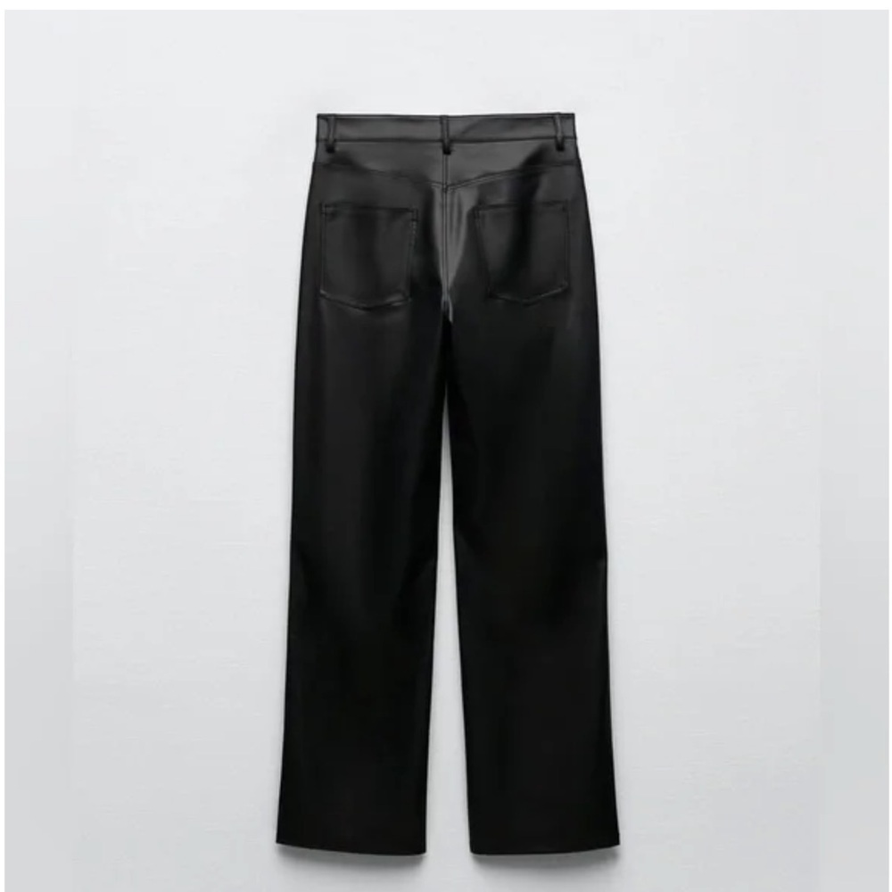NWT Zara 90’s Wide Leg Faux Leather Trouser - Picture 3 of 7